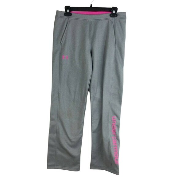 Under Armour ColdGear Storm Fleece Loose Sweat Pant Girls Kids Gray/Pink YXL NWT - Picture 1 of 9